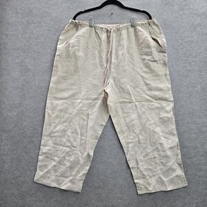 Dorman Men Pants L Brown Linen Ankle Wide Leg 22" Inseam